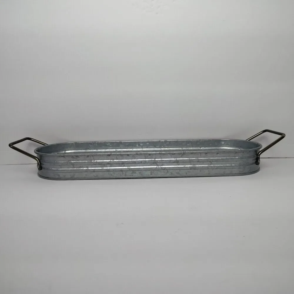 Better Homes And Gardens Galvanized Oval Farmhouse Metal Planter Tub Tray
